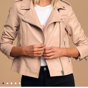 BB Dakota Light Blush Vegan Leather Moto Jacket